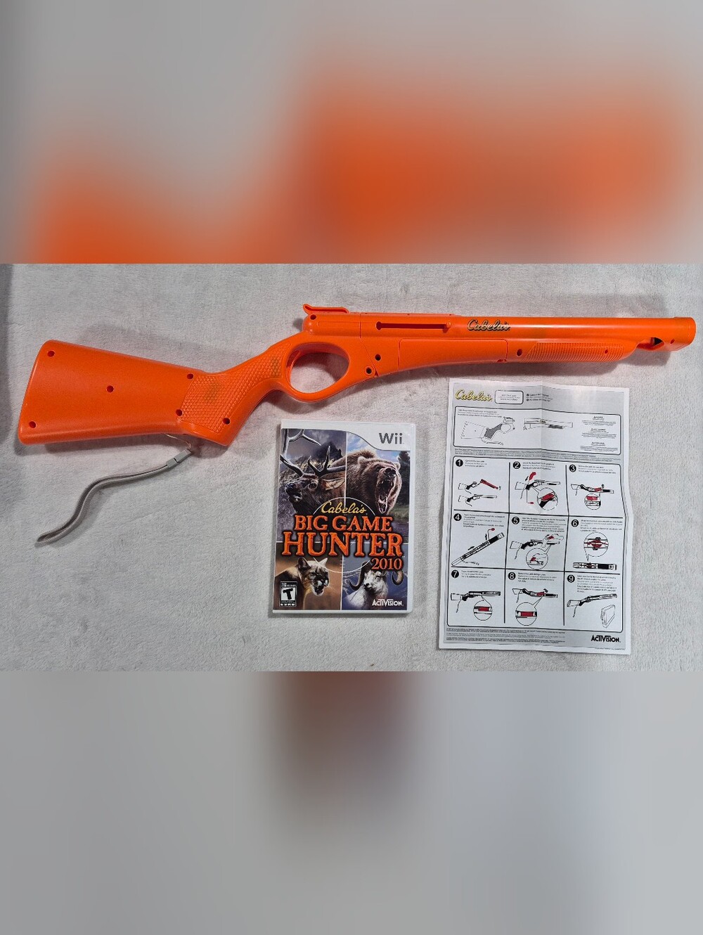 Nintendo Wii Cabelas Big Game Hunter 2010 Game & Top Shot Shotgun Gun OEM Tested